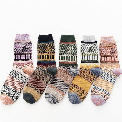 Chaussettes en laine pour femmes, 5 paires, de haute qualité, épaisses, chaudes, confortables, décontractées, à la mode, hiver