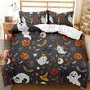 Cartoon Pumpkin Duvet Cover Gothic Halloween Skull Bedding Set Polyester Lantern Ghost Comforter Cover King For Boys Girls Decor