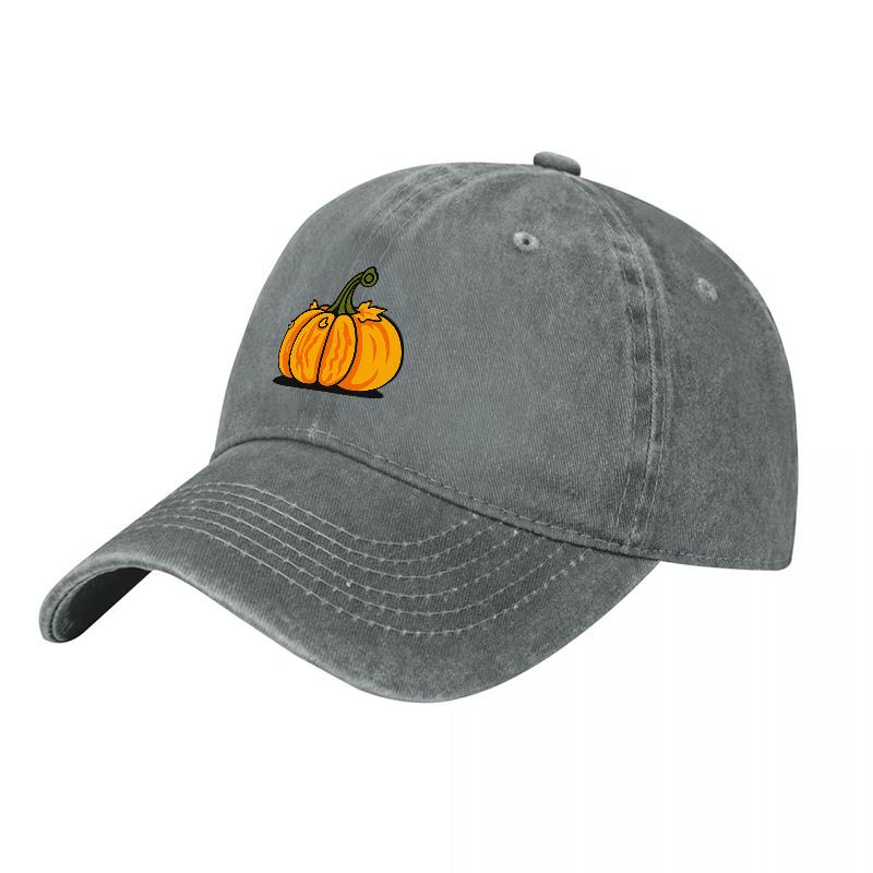 Pumpkin Patch Embroidered Washed Cotton Baseball Cap Classic Autumn Design Unisex Adjustable Hat for Casual Wear
