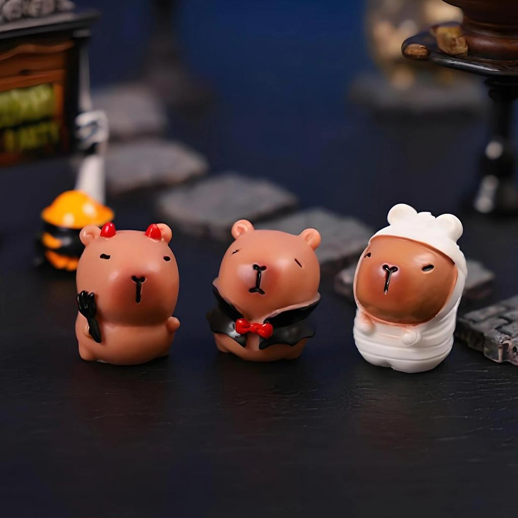 Non-Toxic 8Pcs Mini Halloween Capybara Cute 8 Styles Capybara Tiny Animal Figures For Halloween Party Gifts Desks Party Decoration