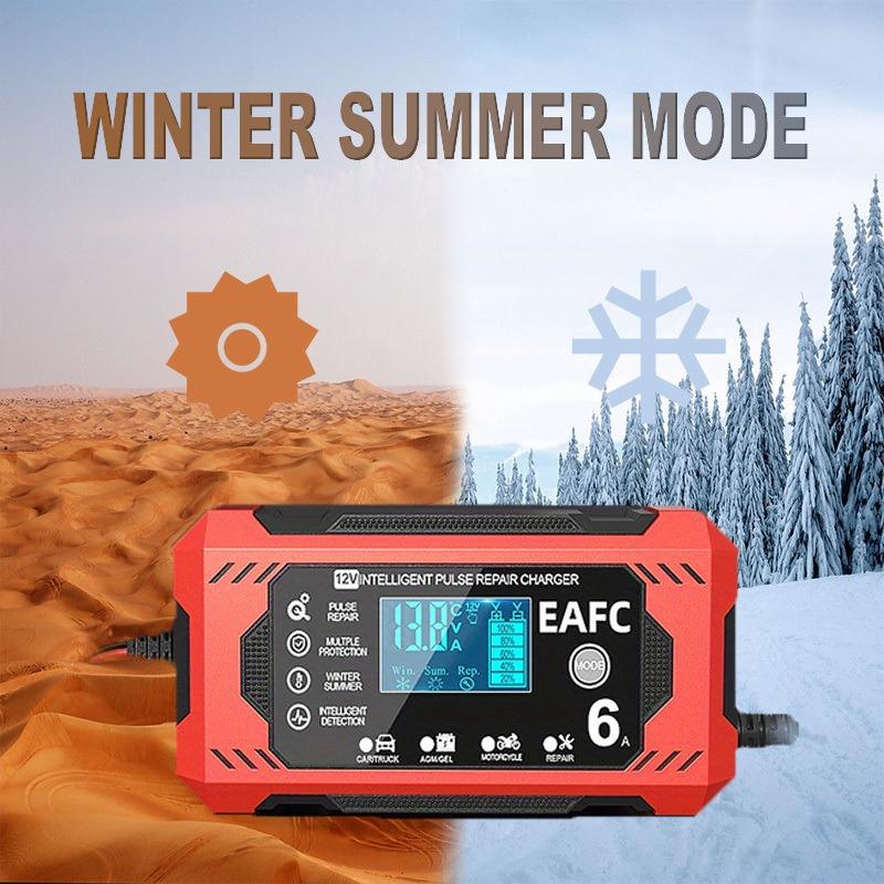 12V 6A Car Battery Charger Smart Battery Trickle Charger 12V Battery Maintainer for Car, Truck Motorcycle Lawn Mower Marine Lead Acid Charger