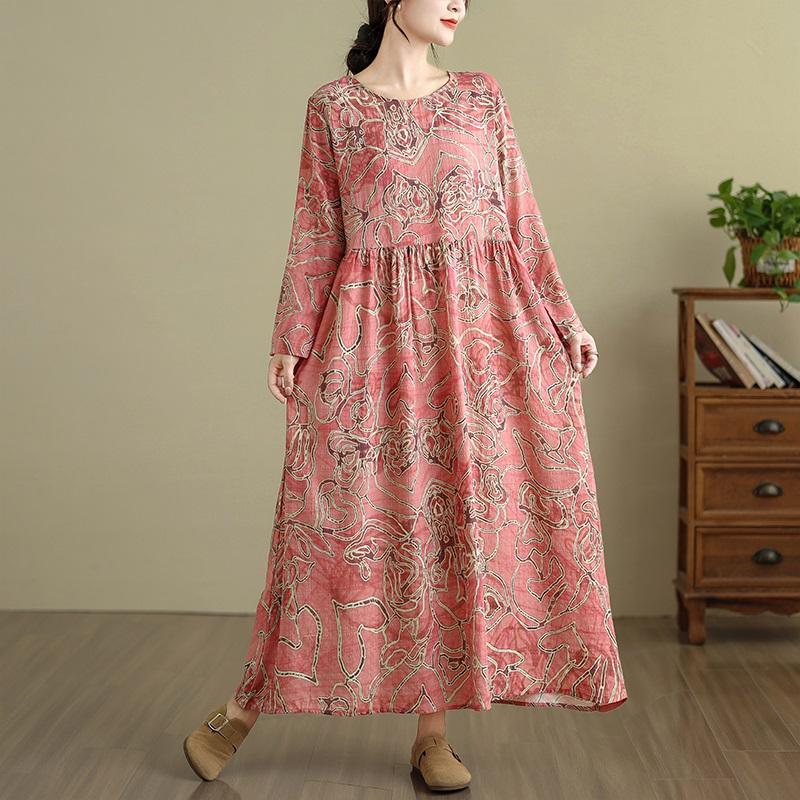 

Хлопковое винтажное цветочное платье большого размера с длинным рукавом, новинка, повседневное свободное платье для женщин, весна, лето, осень XXL