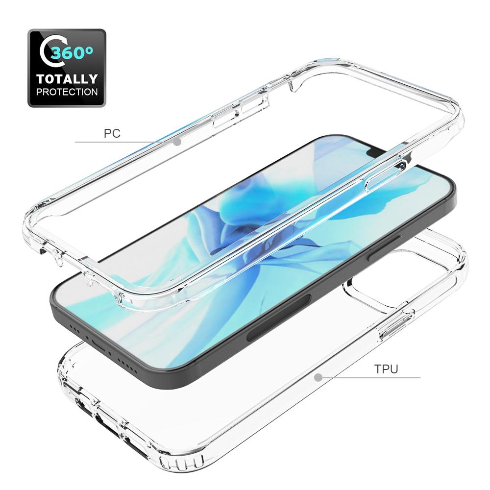 Phone Case For Iphone 14 13 12 11 Pro Max Xr Xs Max 6 7 8 Plus X 11 2 In 1 Shockproof Silicone Protection Transparent Back Cover