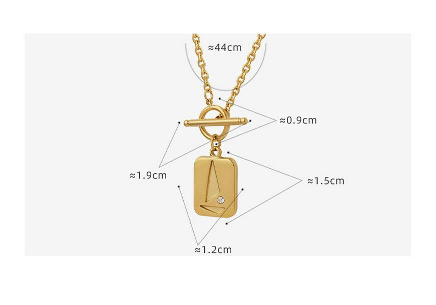 18K Gold-Plated Geometric Necklace with OT Buckle and Zircon Inlays