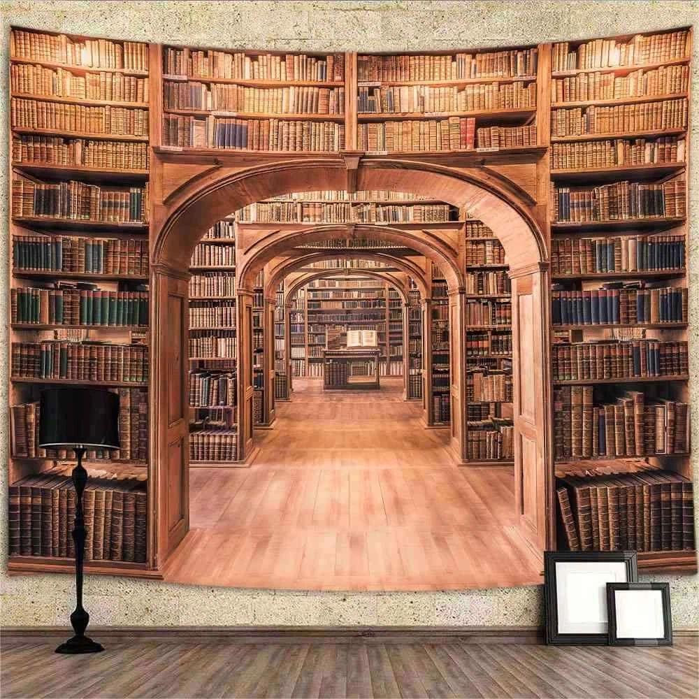 Tapestry medieval library photo background books 75x100 чёрный