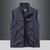 Four Seasons Men's Vest Thin Dad Sleeveless Stand-Up Collar Multi-Pocket Quick-Drying Vest Large Size Vest