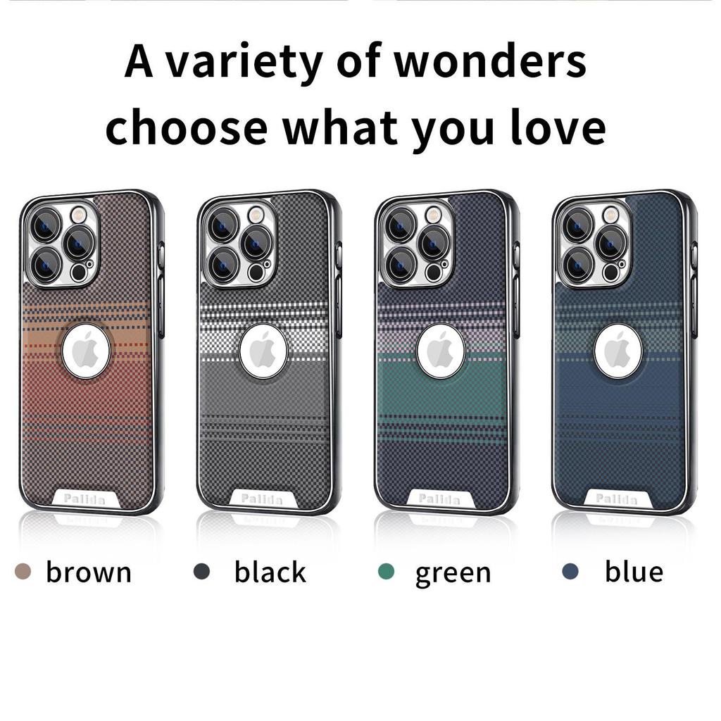 Kevlar Leather Texture Electroplated Anti-Drop Case for iPhone 16 Pro Max/17 Full Cover