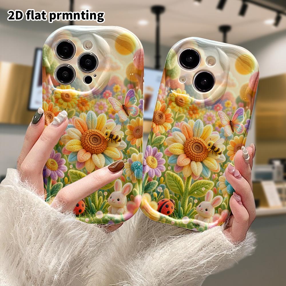 Phone Case: 2D Flat, Suitable for iPhone 18 17 16 15 14 13 12Pro Protective Case, Sunflower Field, Perfect Christmas and Halloween Holiday Gift
