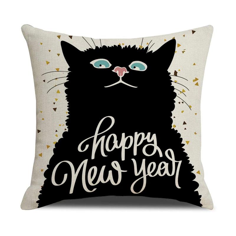 Black And White Cute Cat Printed Cushion Cover Home Decorative Sofa Pillow Covers Coffee Chair Throw Pillow Case Car Pillowcase