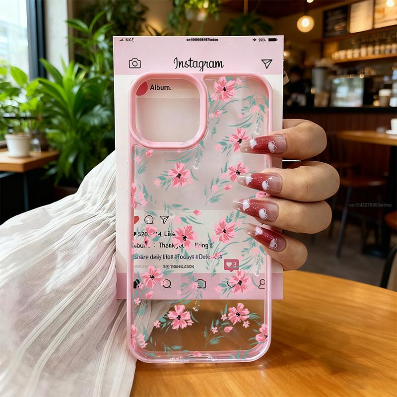 Gentle Beautiful Pink Flowers Case for iPhone 17 16 15 14 13 Pro Max Plus Air X XR 7 8 SE 20 Shockproof Protective Phone Cover