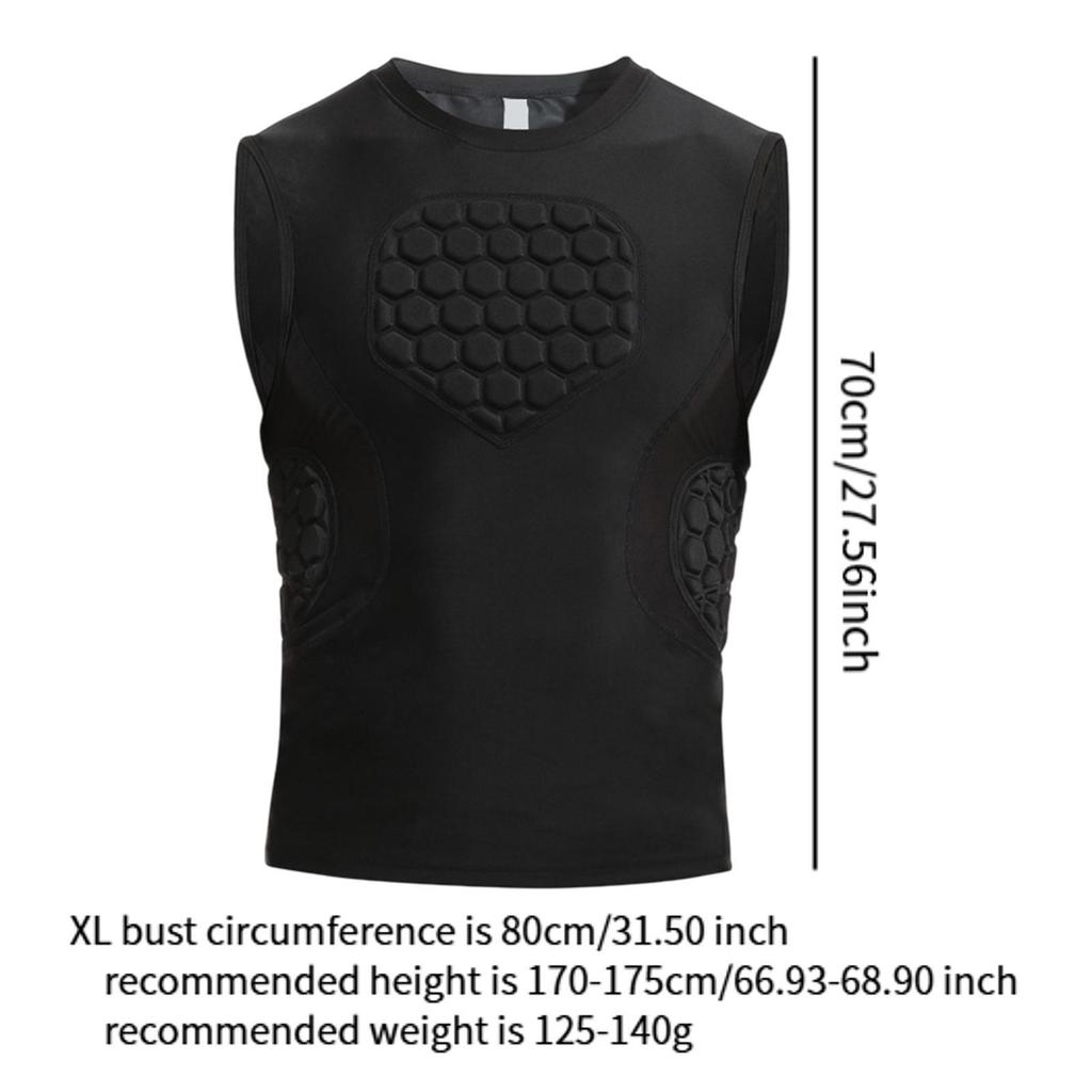 Mens Padded Compression Shirt with Pads Impact Protection Chest Rib Protector Guard for Softball Baseball Football Sports Rugby