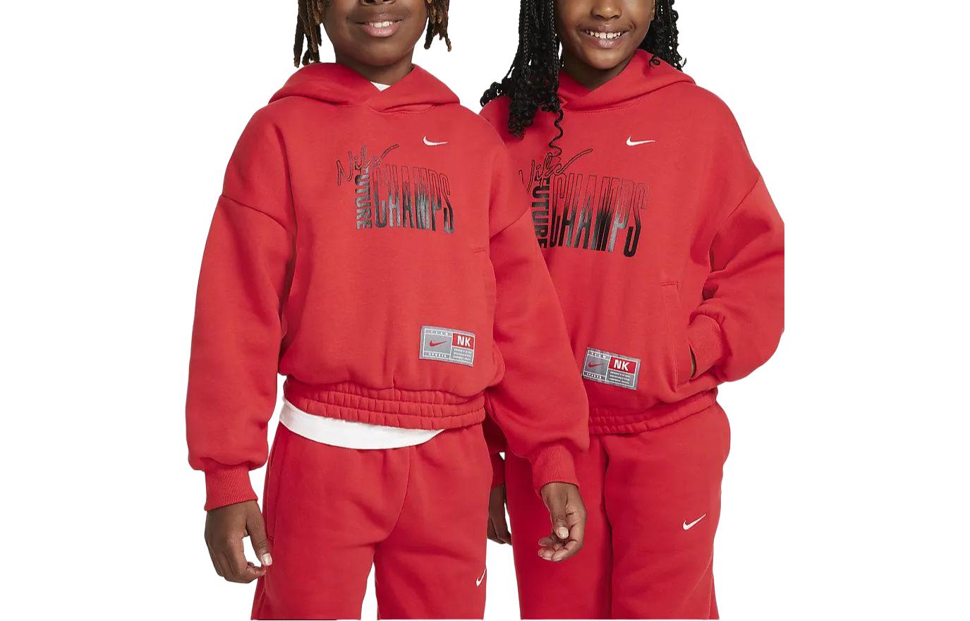 Nike Sweatshirt Culture Of Basketball Letter Print Fleece Lined Hooded Casual Long Sleeved Red Kids FN8355-657 L