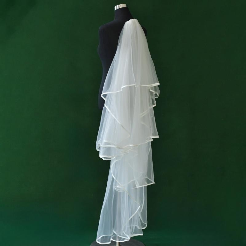 Tiered Wedding Veils Shoulder Back Coverage Breathable Tulle Bridal Veils Headpiece WithInvisible Hair Pin for Wedding