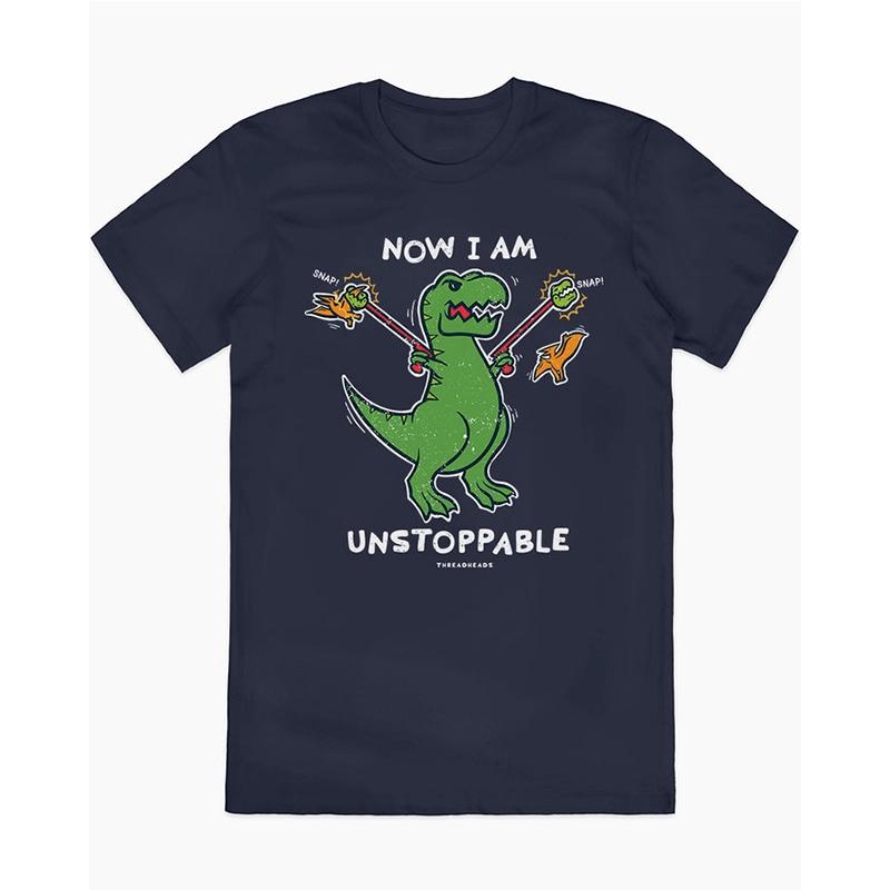 New Sale 2026 Summer I Am Unstoppable  Unstoppable Illustration Dinosaur Retro Unisexs Pure Cotton ShortSleeved TShirt