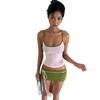 Resort-Style Beach Fashion, Contrasting Colors, Sexy Hottie Suspender Skirt Suit, Women's Lace-Up Sweet and Spicy Two-Piece Set