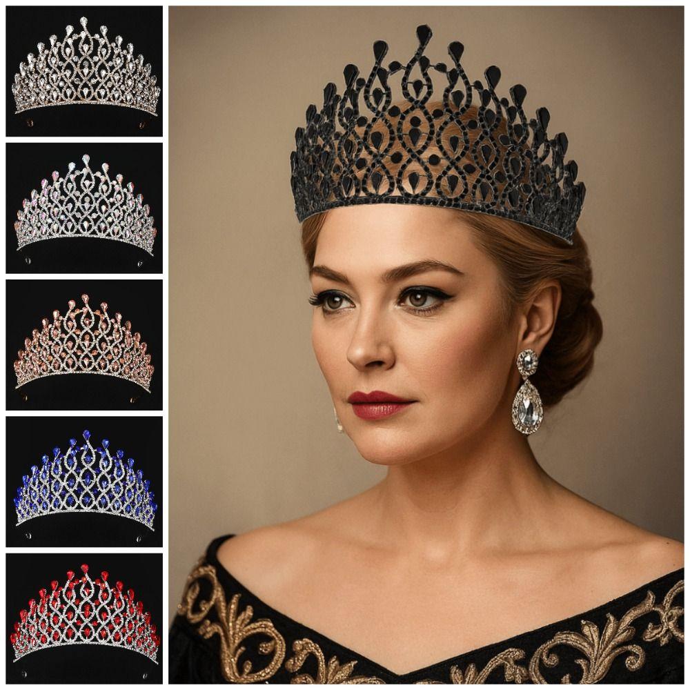 Sparkling Baroque Queen Tiaras Elegant Bridal Headwear Rhinestone Diadem Birthday Party