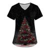 Women's Christmas Print Loose V-Neck Pocket Short-Sleeved Uniform