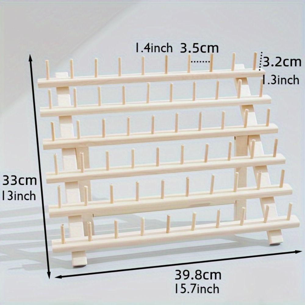 Foldable Sewing Thread Storage Rack 60 Spools Sewing Rack Organizer Wooden Thread Holder Rings