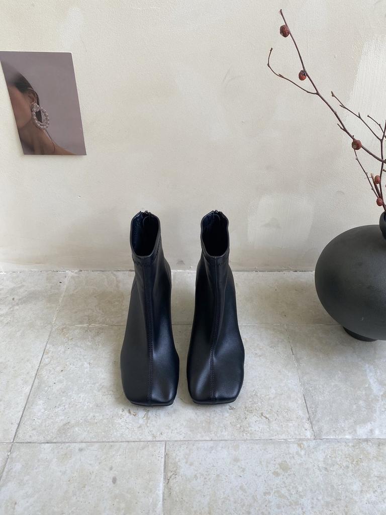 2025 European and American Style Square Head Elastic and Thin High Heel Stiletto Short Boots