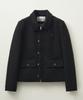 Satur Aachen Wool Blend Collar Tweed Jacket Resort Black