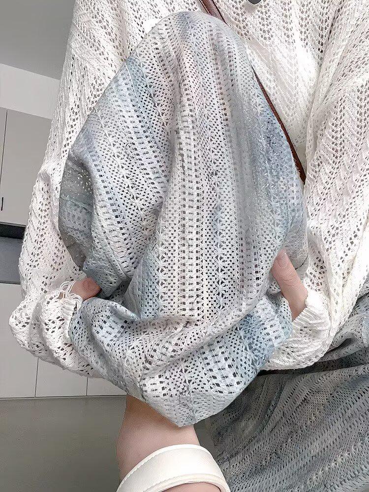 

Корейский стиль 2025 Тай-дай Ажурные Широкие брюки с высокой посадкой Повседневные летние брюки 2XL серый