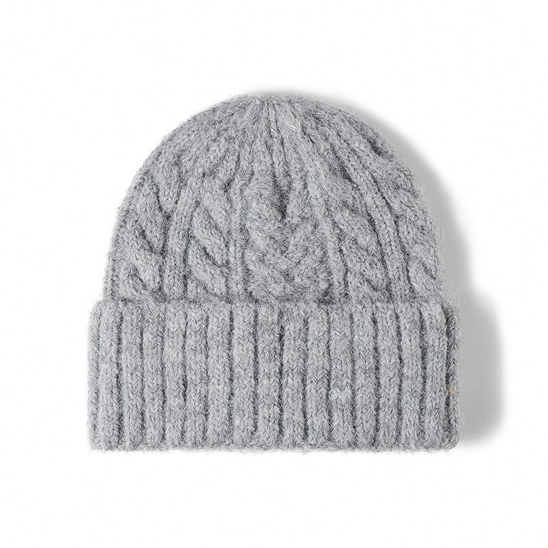 Japanese Winter Warm Simple Twist Woolen Cap Female Earflaps Slipover Male Beanie Student Hat
