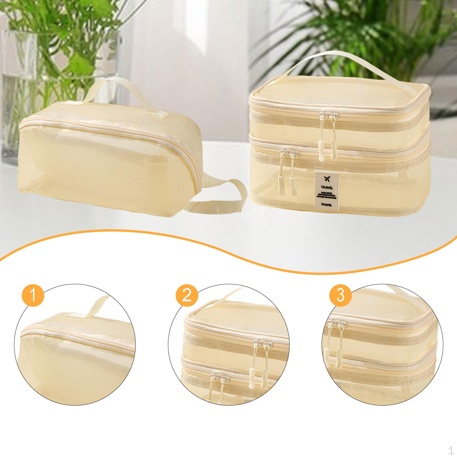 

2 шт. Сетчатая косметичка Органайзер для кистей Аксессуары для волос Необходимые вещи для путешествий бежевый