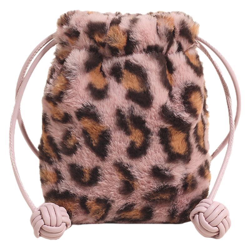 Bag new 2025 cute plush drawstring bag women's trendy versatile messenger mobile phone bag