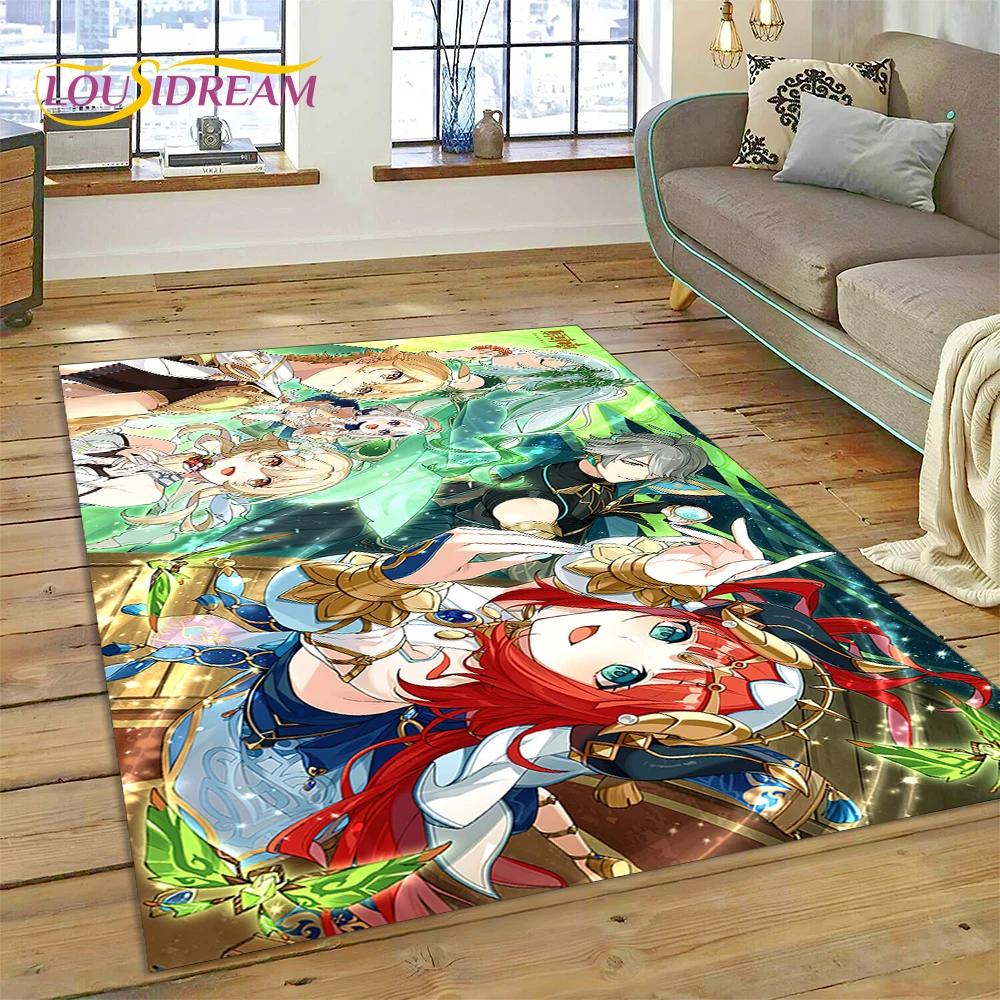 3D Latest Genshin Impact Cartoon Game Rug Carpet for Living Room Bedroom Home Decor,Floor Mat Non-slip Decoration for Sofa Gift