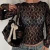 Casual Sexy Lace Crop Top for Women – Stylish Figure-hugging Long-sleeved Top for Night Out Summer