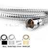 Adjustable Universal Shower Hose, 1.5-2m, Stainless Steel, Copper Cap, Double Buckle Flexible Tube for Hot/Cold Water