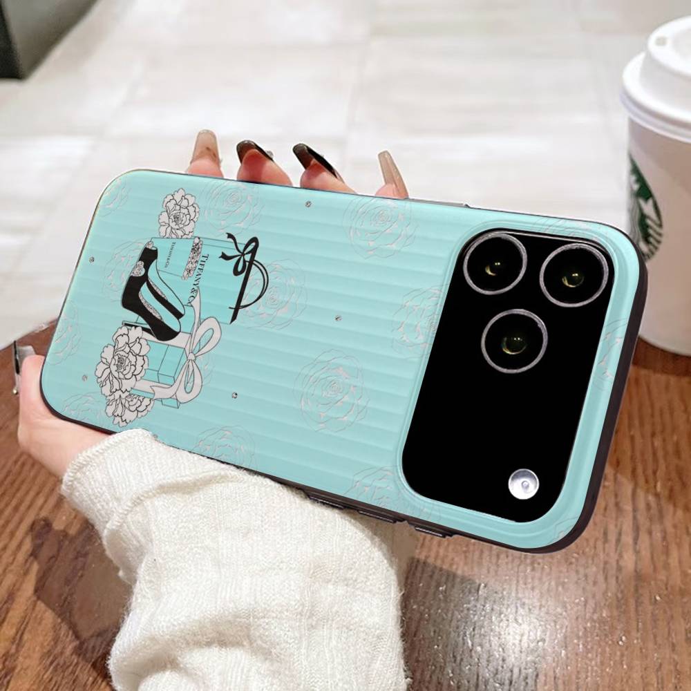 

Чехол для iPhone 17 16 15 14 13 12 11 16 Pro Max Plus Pro с логотипом T-tiffanyS и гофрированным рисунком, противоскользящий iPhone 14