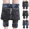Women's Denim Plus Velvet Thick Lamb Wool Leggings Women's  And Winter High Waisted Leggings Warm Pants