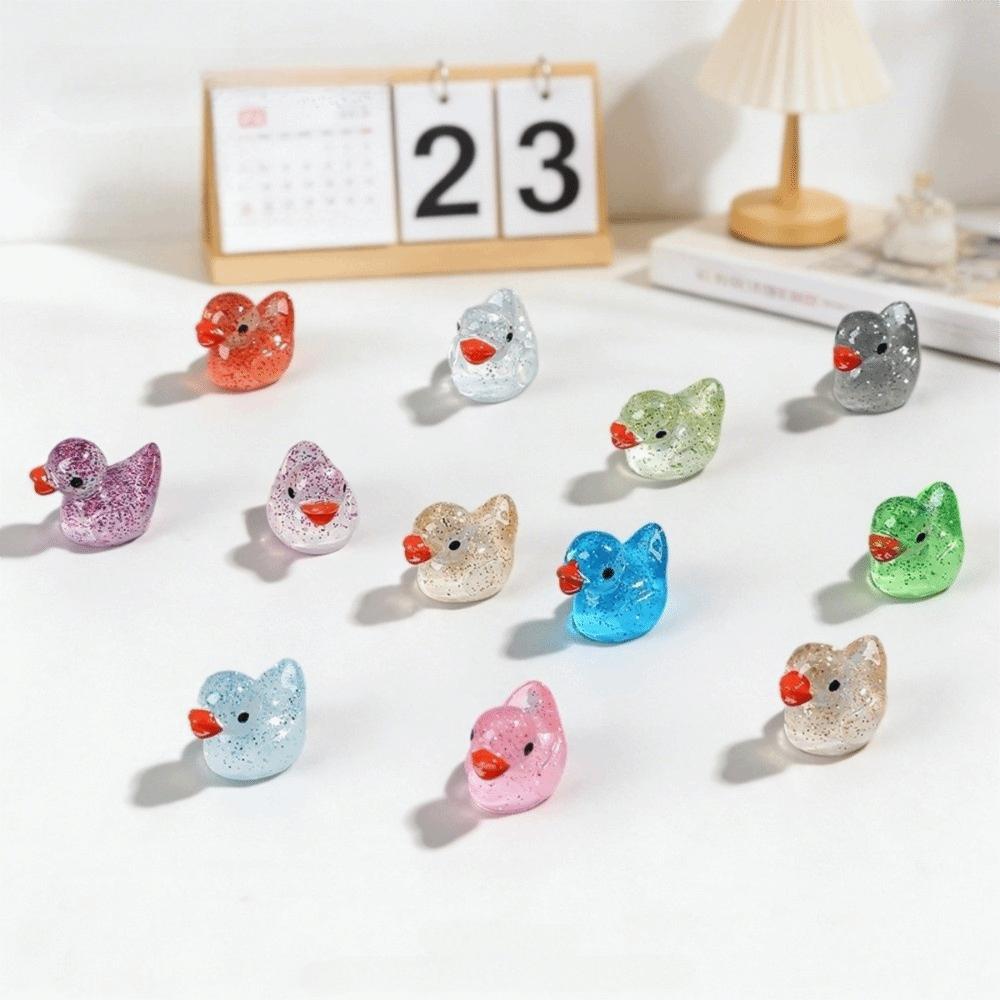 Mini Small Resin Duck Figure Toy Glittering Mini Tiny Ducks Miniature Duck Ornament Garden Decor