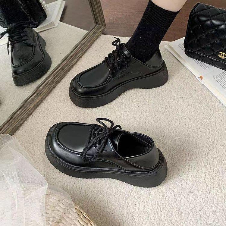 Platform-soled college British style jk small leather shoes women's 2025 new autumn explosion black work loafers single shoes