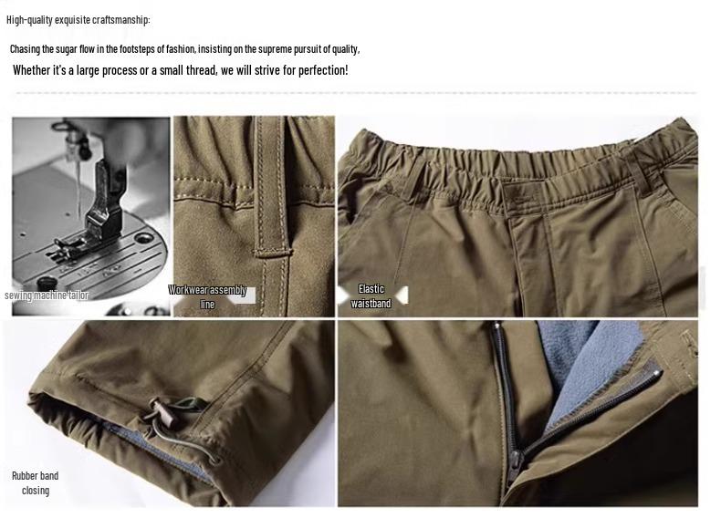 Men's Fleece-Lined Winter Ski Pants: Windproof, Waterproof, Thick Softshell for Cold Weather