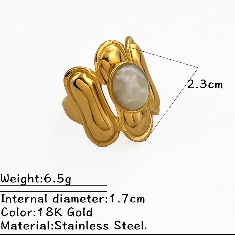 European-American Retro French Natural Stone Stainless Steel Ring Set