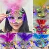 1Pcs Venetian Venice Glowing Feather Led Masks Woman Fancy Dance Party Eye Mask Carnival Halloween Masquerade Cosplay Costume