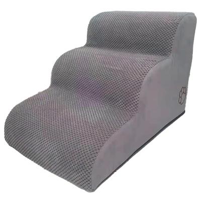 Dog Stairs 3-Tier Dog Ramp with Polar Fleece Cover for Bed and Couch Non-Slip Indoor Slope Stairs for Small Dogs and Cats