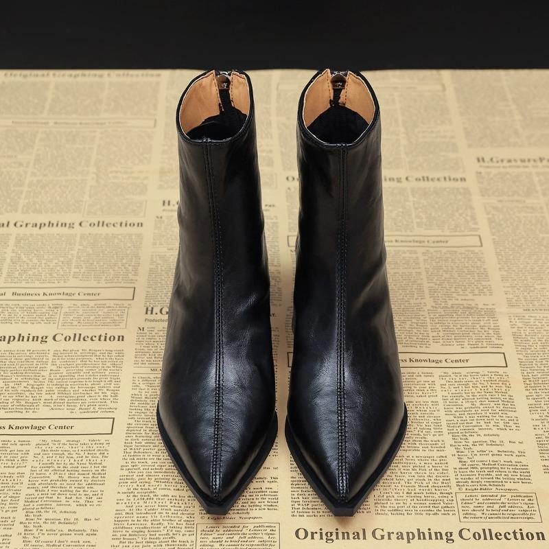Fashion Vintage Strange Heels Woman Ankle Boots Fashion Pointed Toe Party Dress Short Booties Autumn Winter Ladies Shoes