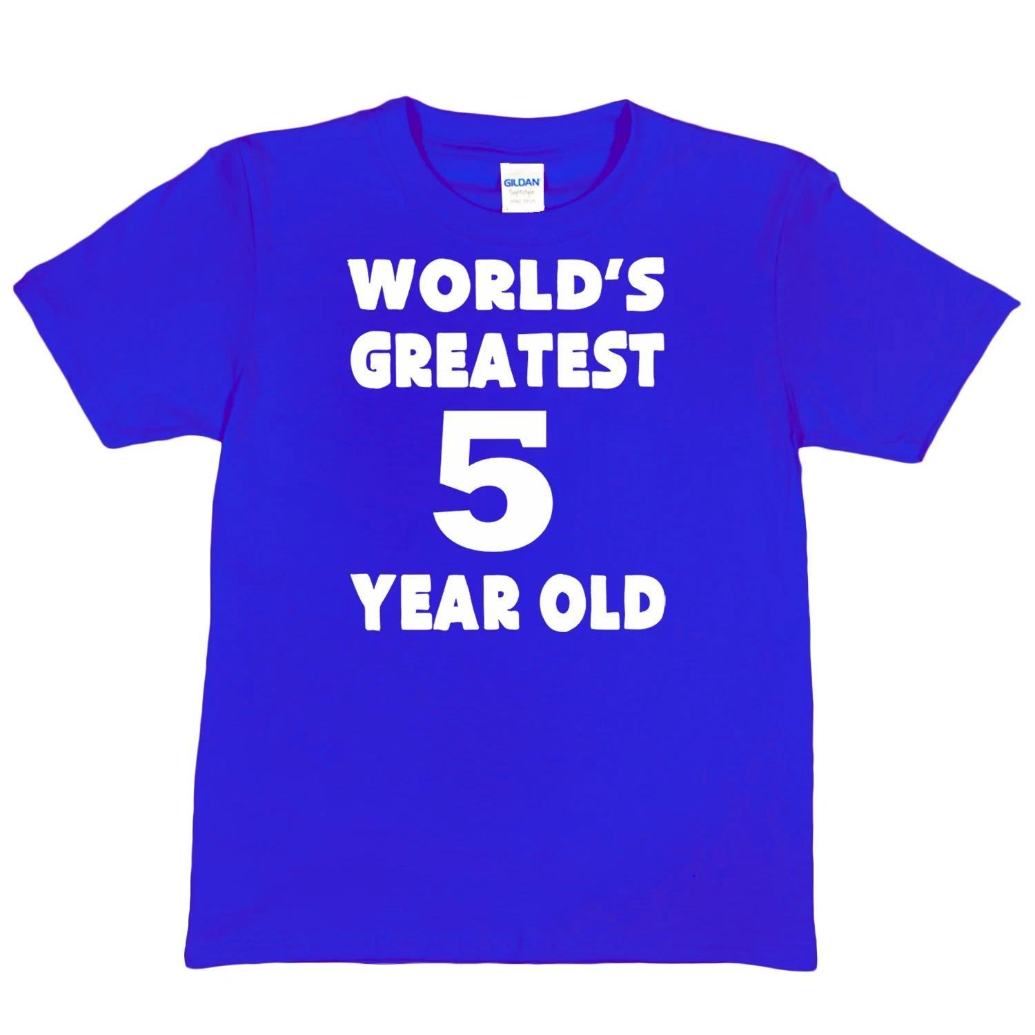 5th Birthday T-shirt Worlds Greatest 5 Year Old Happy Birthday Tee Age 5 Gift L