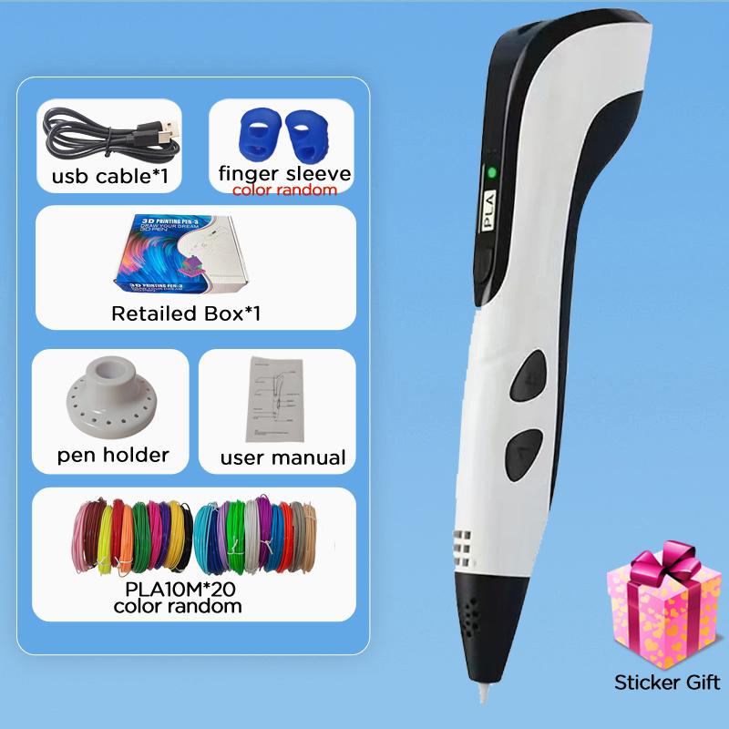 3D Kalem Çocuklar için PLA Filamentler 3D Baskı Kalemi Çocuklar DIY Çizim Kalemleri Type C Portlu Erkek Kız Noel Doğum Günü Hediyeleri