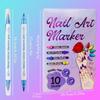 10/12 Colors Waterproof Nails Art Marker Pens 10/12 Colors Nail Brush Marker Sets  for DIY Nail Art