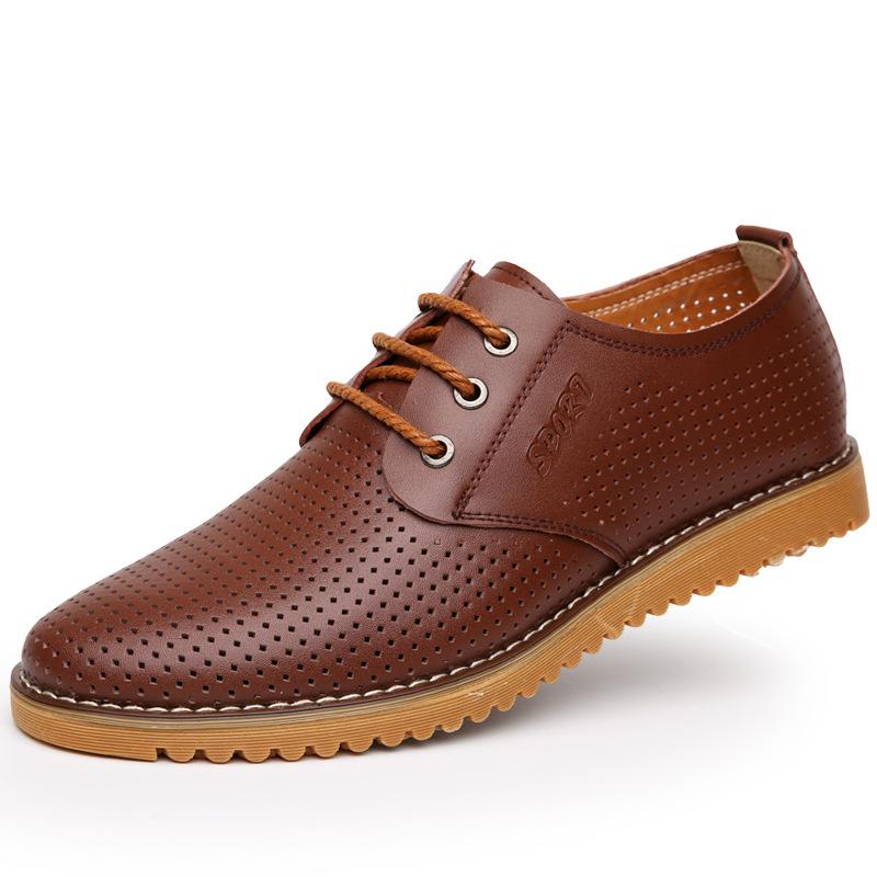 

Мужские кожаные туфли с отверстиями из говяжьего сухожилия, повседневные дышащие сандалии больших размеров