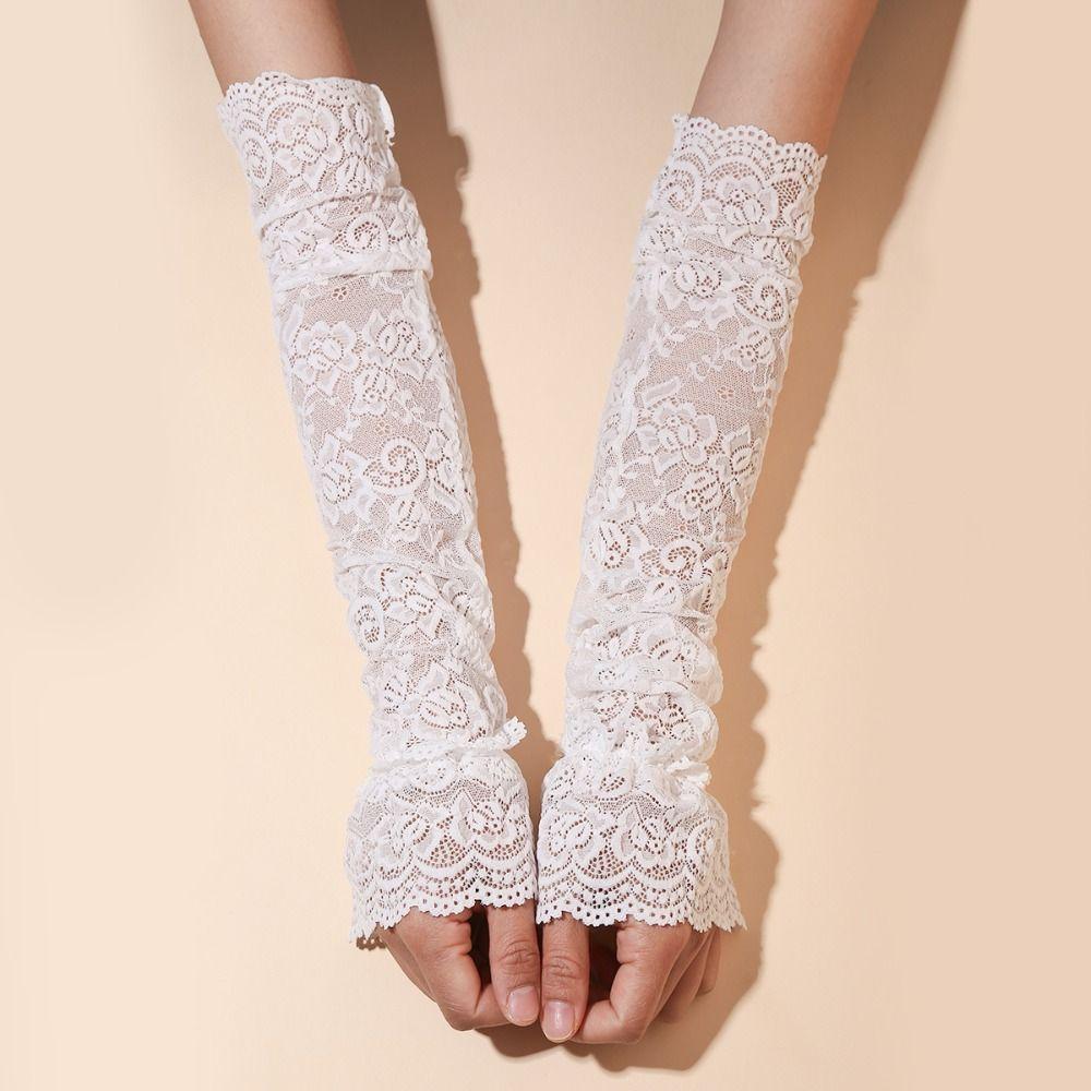 Hollow Sun Protection Sleeve Thin Sunscreen Arm Sleeve Sweet Lace Ice Silk Sleeves  Summer