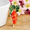 Blucome Cute Orange Carrot Brooch Enamel Green Leaves Gold-color Pins Suit Scarf Clothes Corsage Jewelry Women Men Kids Gifts