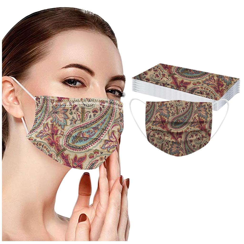 20PCS Adult's Mask Paisley Print Disposable Face Mask Industrial 3Ply Ear Loop
