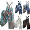 Women's Plus Size Fashion Printed Loose Casual Strap Back Wide Leg Jumpsuit