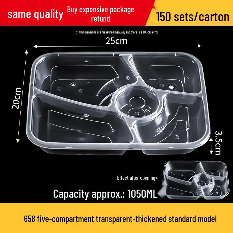 Multi-Compartment Leak-Proof Disposable Lunch Box