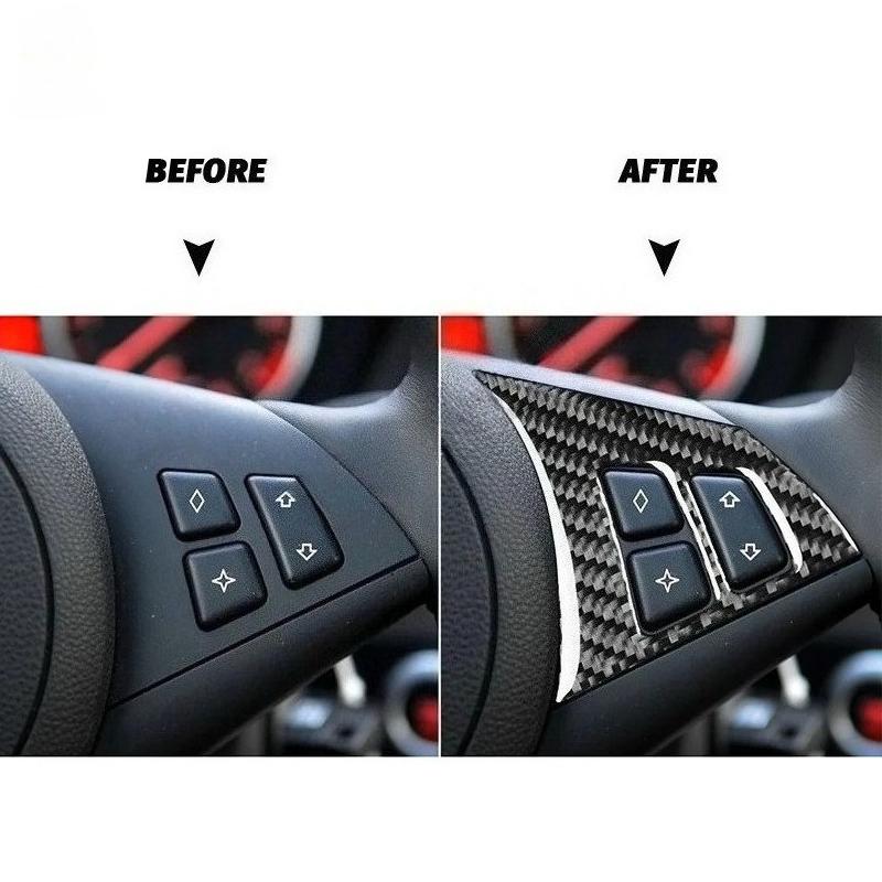 Auto-Lenkrad-Tastenfeld-Verkleidung Dekoration für BMW 5er E60 2004-2010 Carbonfaser-Abdeckung Aufkleber Innenzubehör